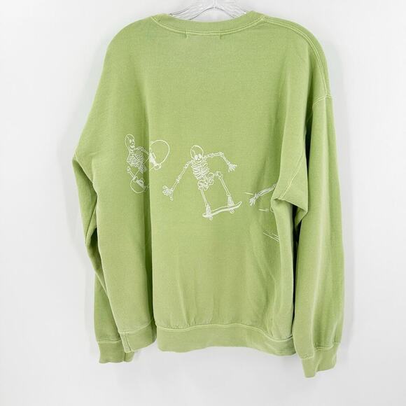 Urban Outfitters Green Skeleton Crew Neck Pullover Sweatshirt Size Medium - Picture 2 of 10